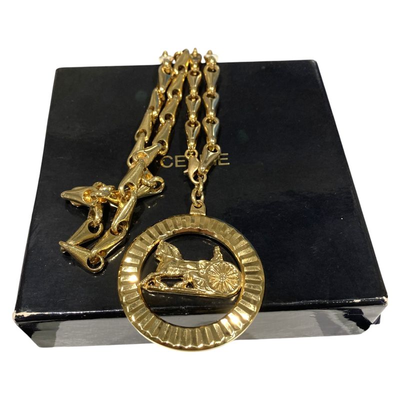 Celine 5: Carriage Circle Plate Necklace Women's Gold - Celine