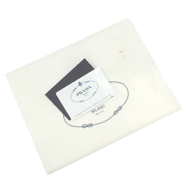 Prada Shoulder Bag Studded Nylon Leather Black Silver Hardware Black Triangle