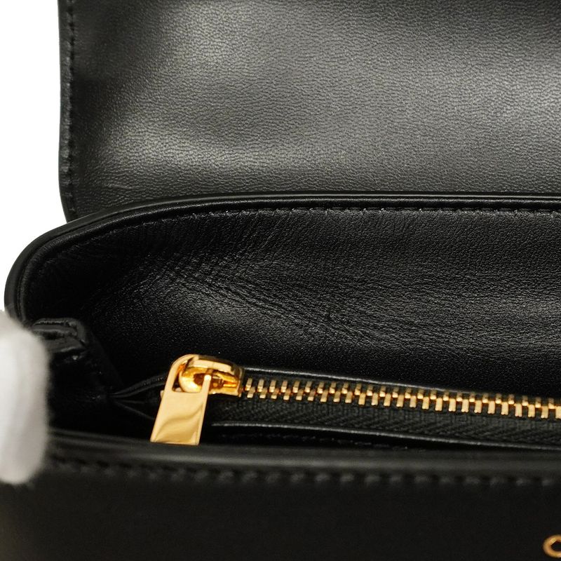 Celine Handbag Triomphe Teenino Leather Black Gold Hardware 2way Bag Ladies