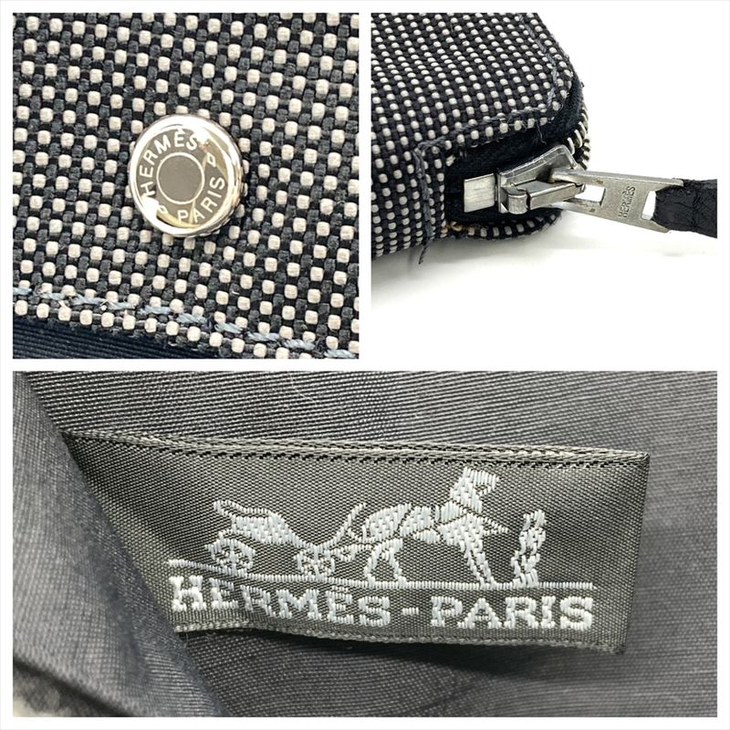 Hermes Perth GM Her Line Round Zipper Gray Silver Hardware Unisex