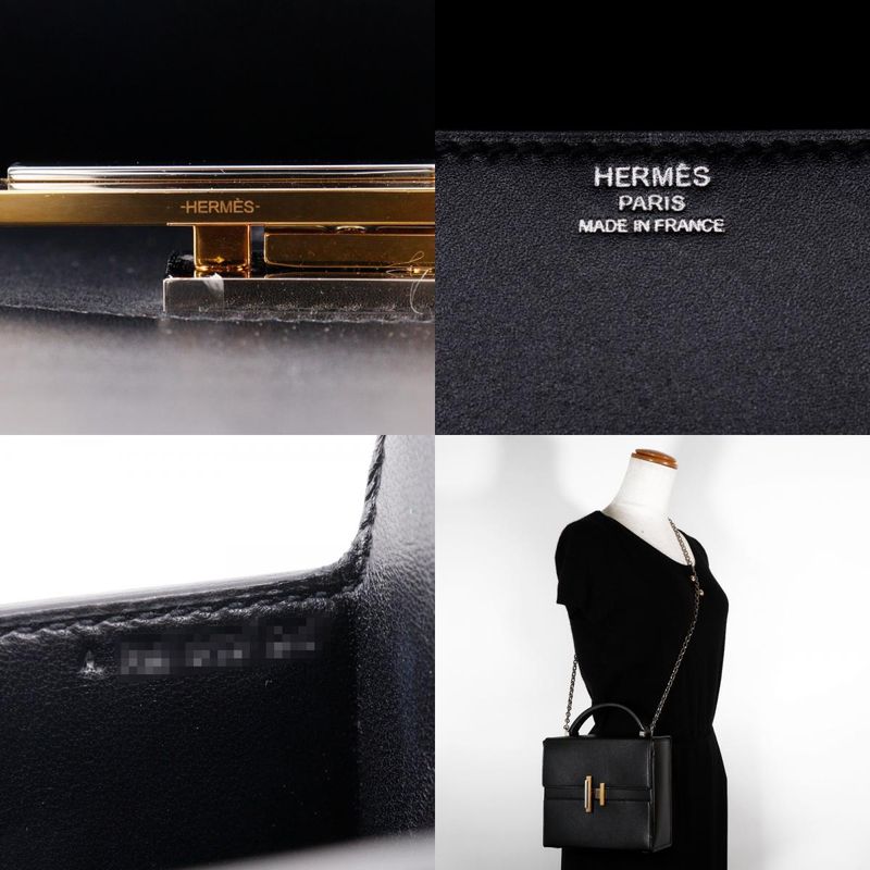Hermes Cinetic 2WAY Leather Black A Women's Shoulder Bag