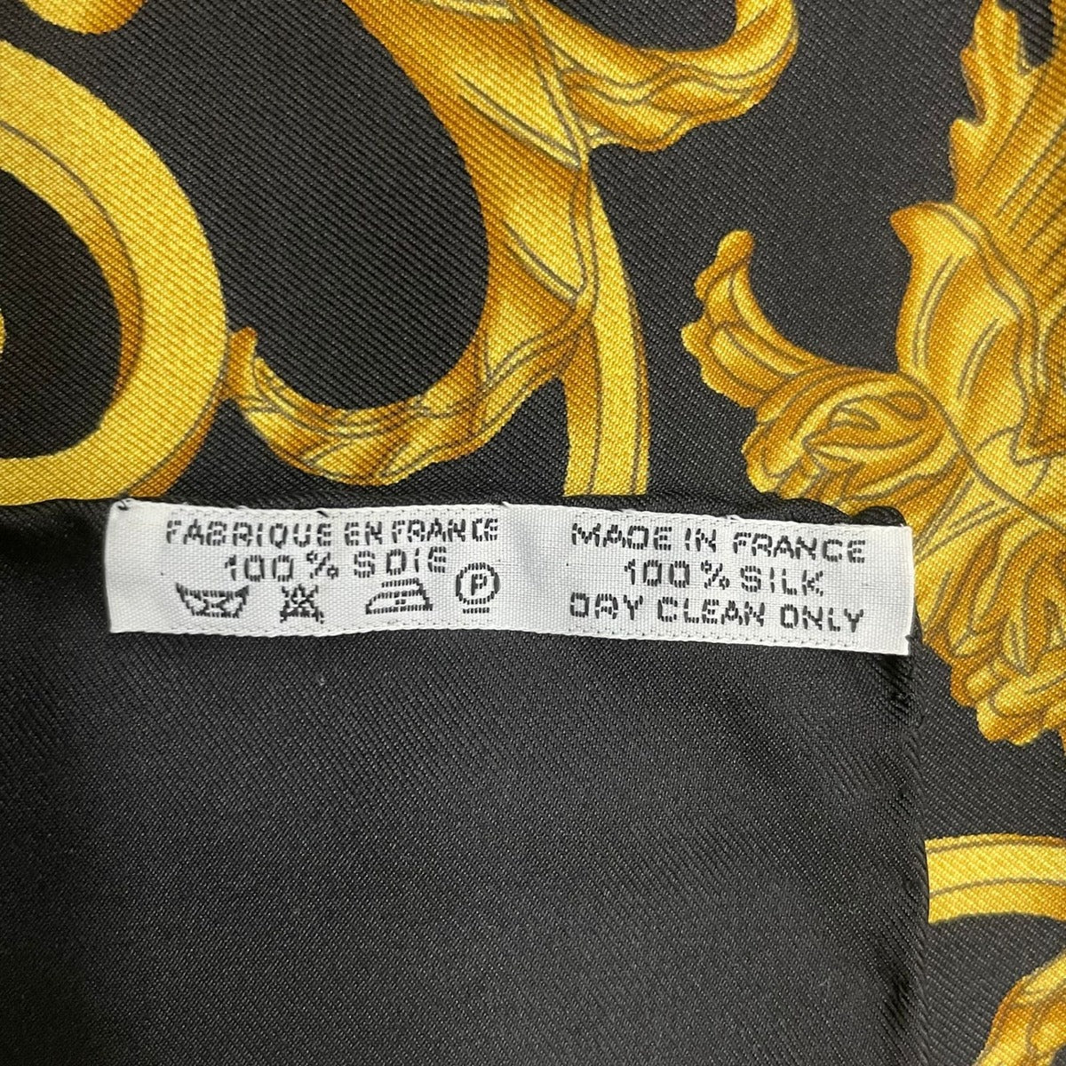 Hermes Scarf Carre 90 les Tuileries Jardin Des Black Gold — view 9
