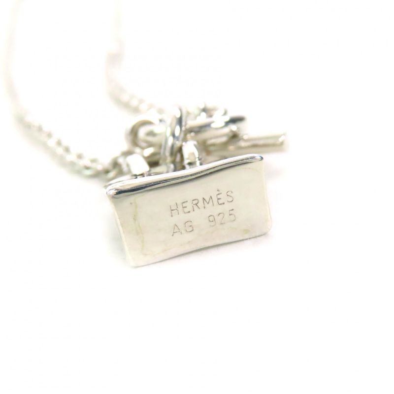 Hermes Mini Birkin Amulet Ag925 Accessory Pendant Necklace Silver Weight 12.6g