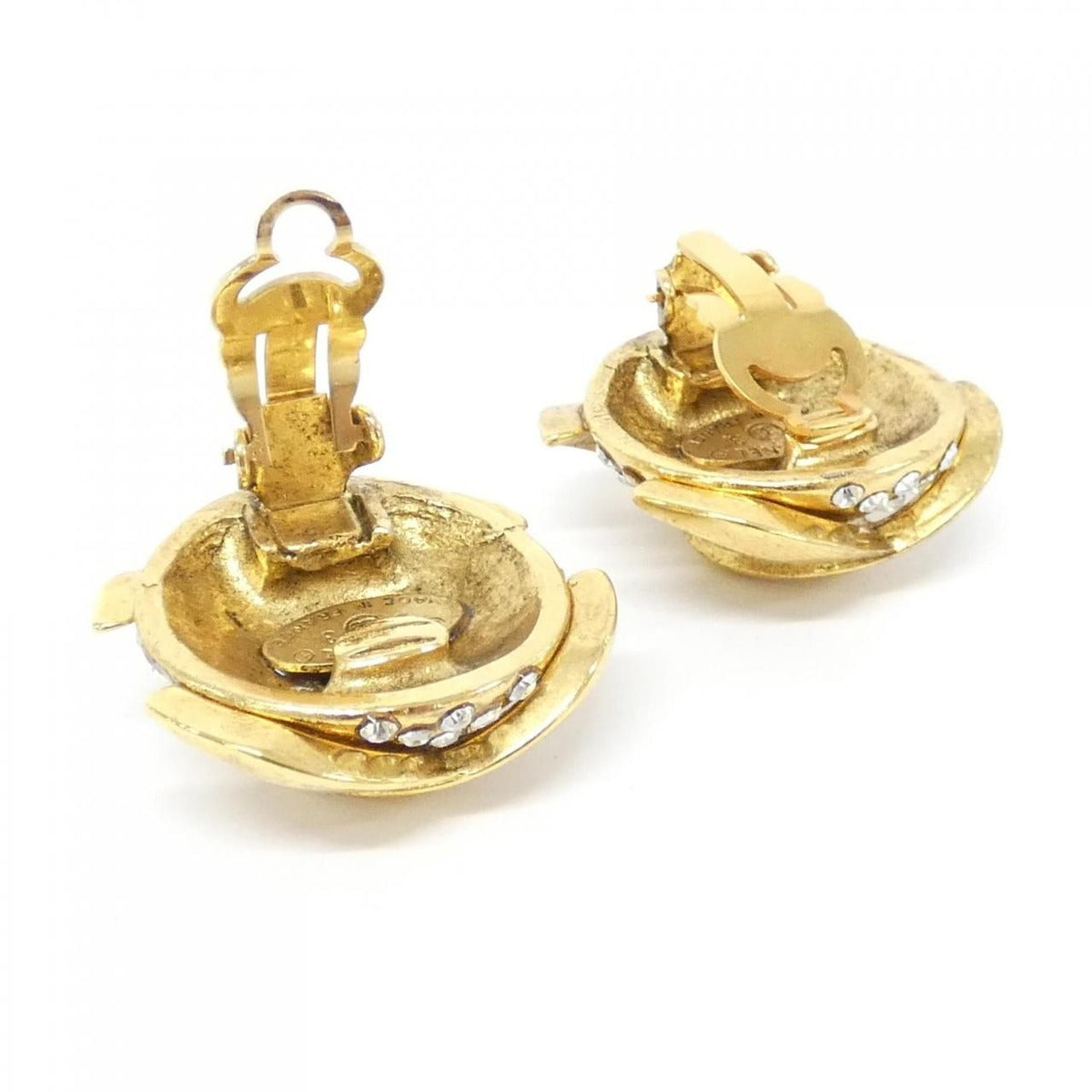 Chanel Vintage Earrings Gold Crystal — view 6