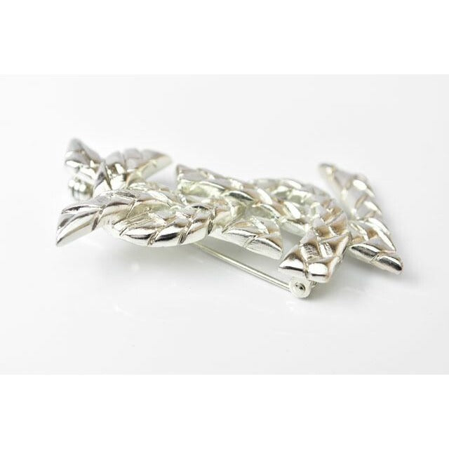 Saint Laurent Pin Brooch Badge Monogram YSL Logo Silver — view 3