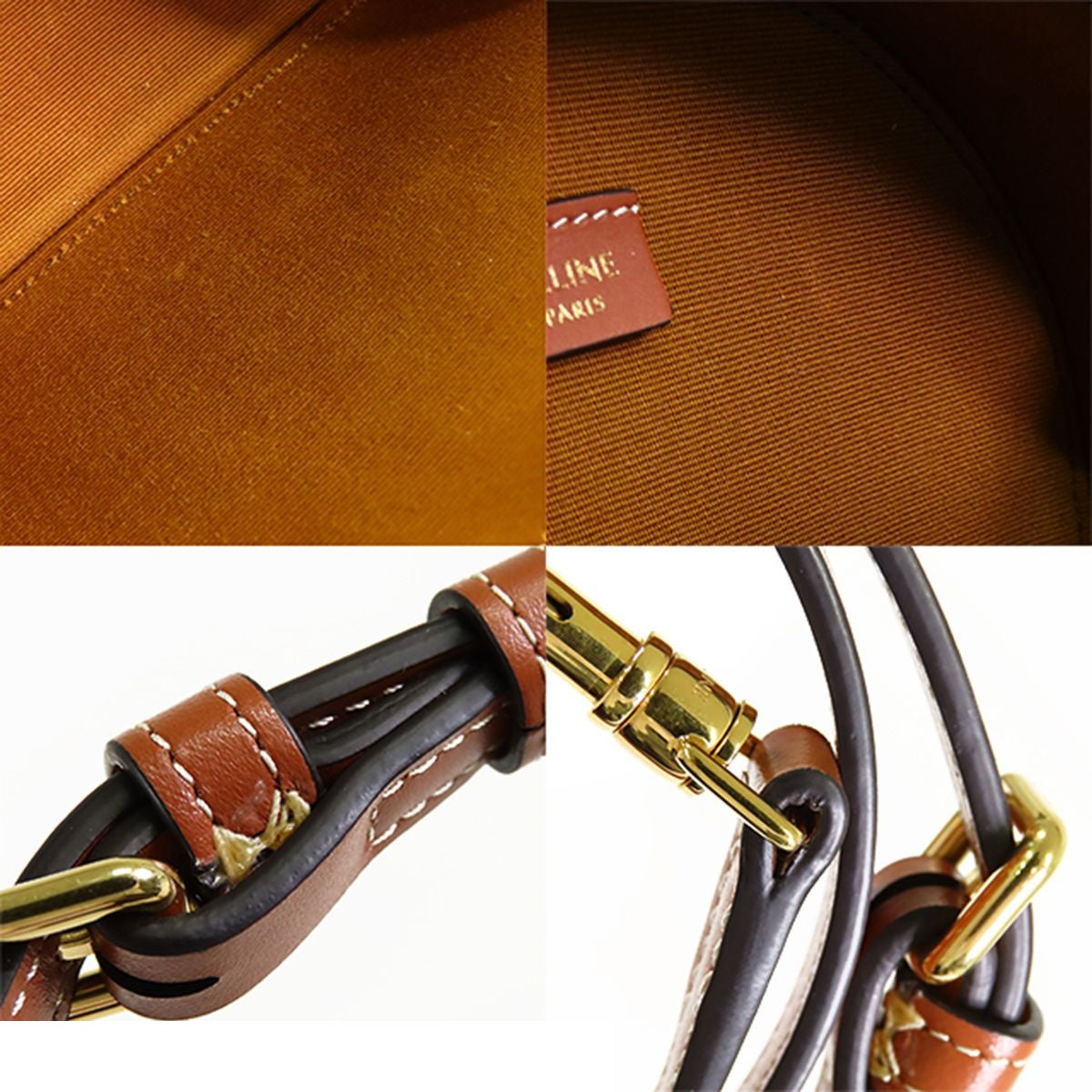 Celine Half Moon Case Tan Calfskin Triomphe Canvas 3way Shoulder Bag — view 8