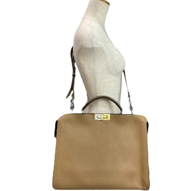Fendi 7va529 Peekaboo Iseeu Medium Handbag 2WAY Tote Bag Calf Leather Brown