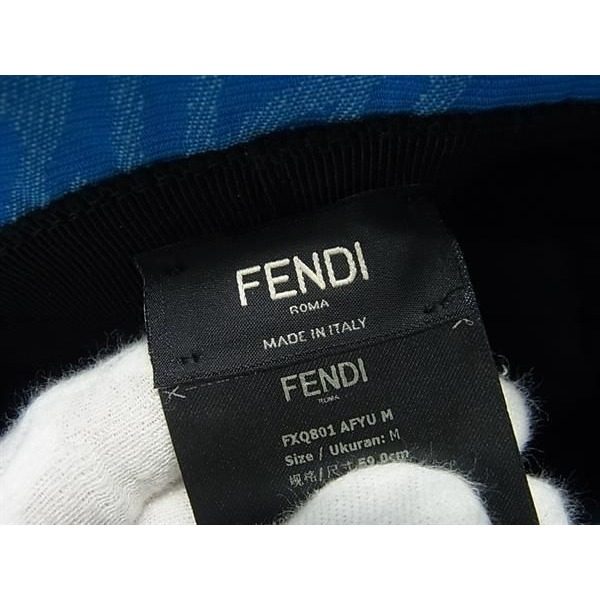 Fendi Zucca Pattern Polyester Cotton Bucket Hat Cap 59 Blue — view 5