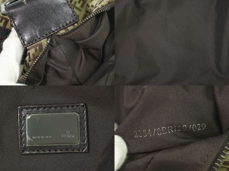 Authentic Fendi Zucchino Shoulder Bag Canvas Beige Brown 8br129 Zucchino Bag