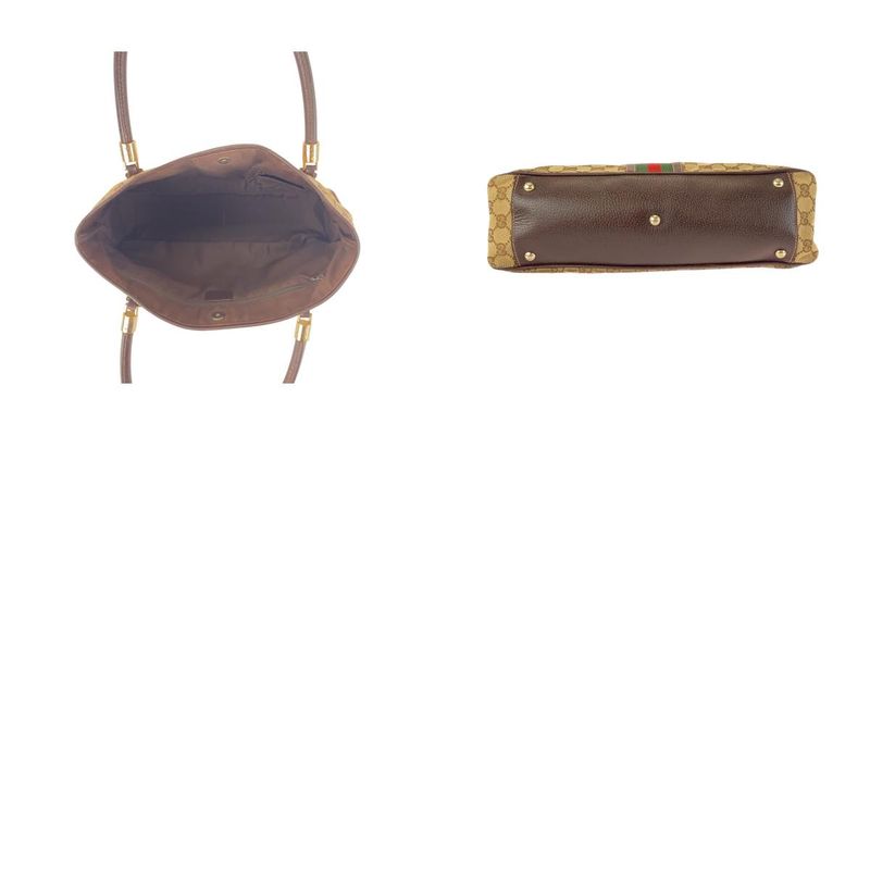 Gucci Sherry Line Beige Ivory Brown GG Canvas 161717 Tote Bag Shoulder Bag