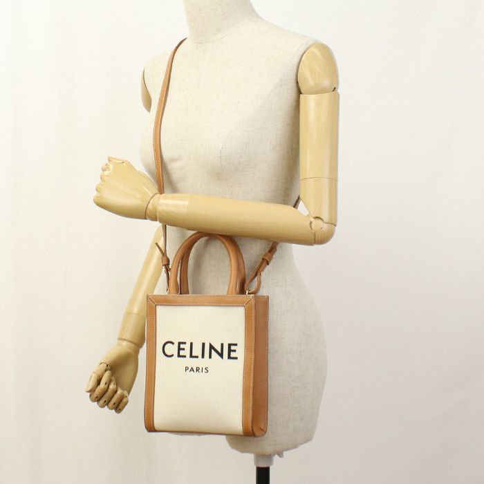 Celine 2WAY Mini Vertical Cabas 19330 2bnz.02nt Handbag Canvas Calf Womens