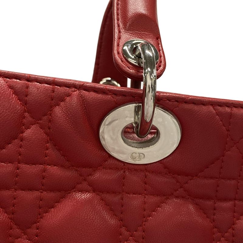 Dior/christian Dior Handbag Lady Dior Large Bag Red Leather