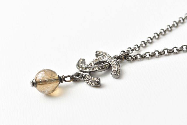 Chanel Necklace Pendant Coco Mark Rose Silver