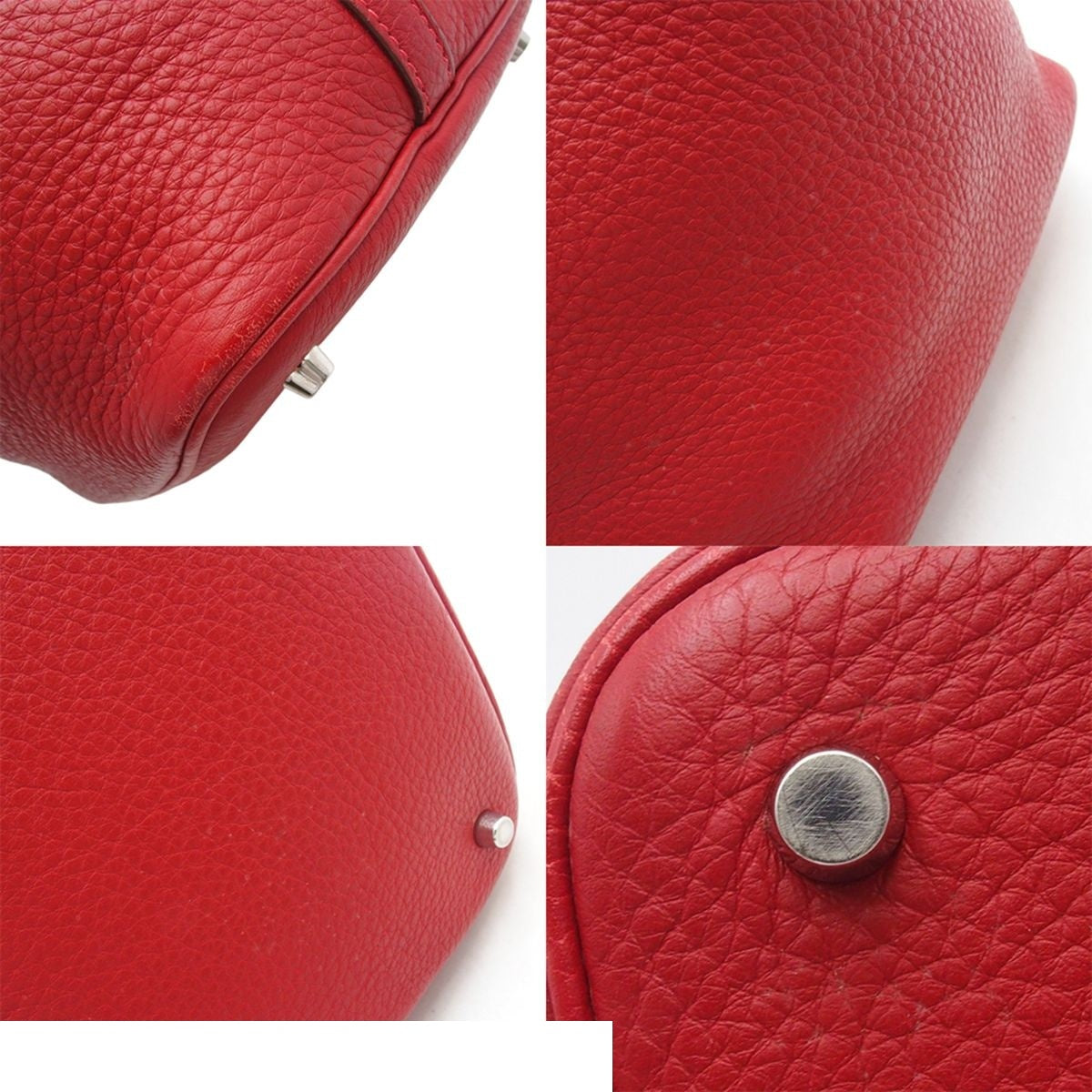 Hermes Picotin MM Rouge Vif Silver Taurillon Clemence Handbag — view 8