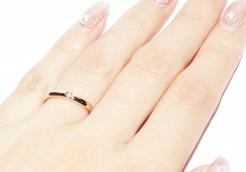 Tiffany & Co Ring 18K Pink Gold Diamond 1P (002ct) Elsa Peretti Stacking Band