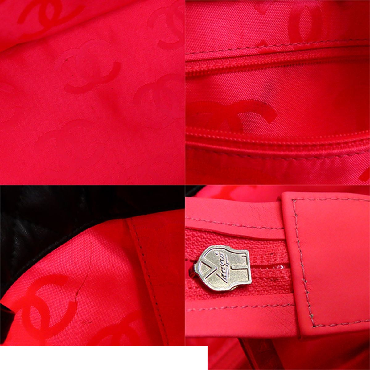 Chanel Cambon Line Tote Bag Large Black Pink Silver Lambskin — view 8