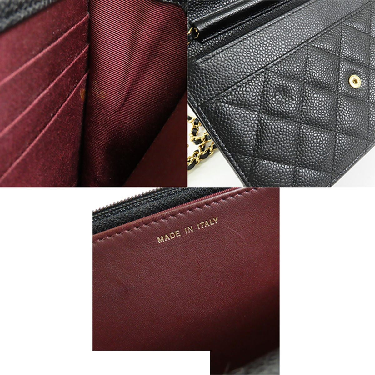 Chanel Chain Wallet Black Gold Caviar Leather Quilted Stitch Shoulder Bag — view 8
