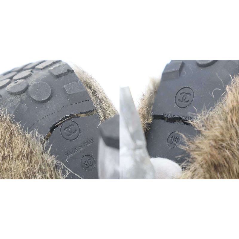 Chanel 10aw Fur Short Boots G27513 Beige 36