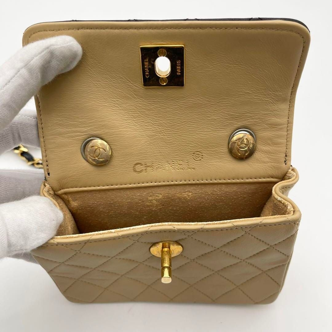 CHANEL 24K Vintage Classic Single Flap Quilted Lambskin Chain Bag Tan
