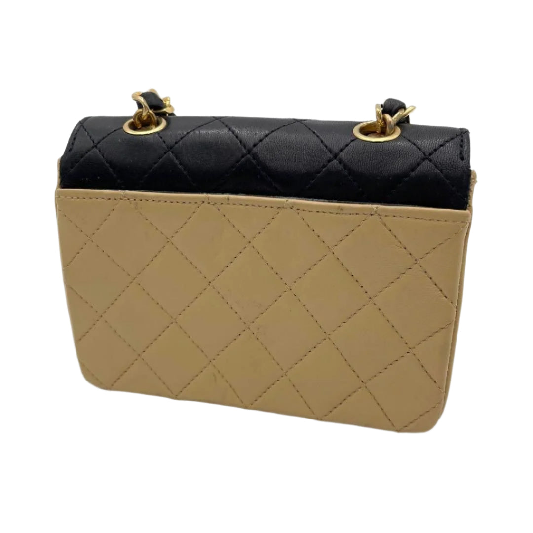 CHANEL 24K Vintage Classic Single Flap Quilted Lambskin Chain Bag Tan