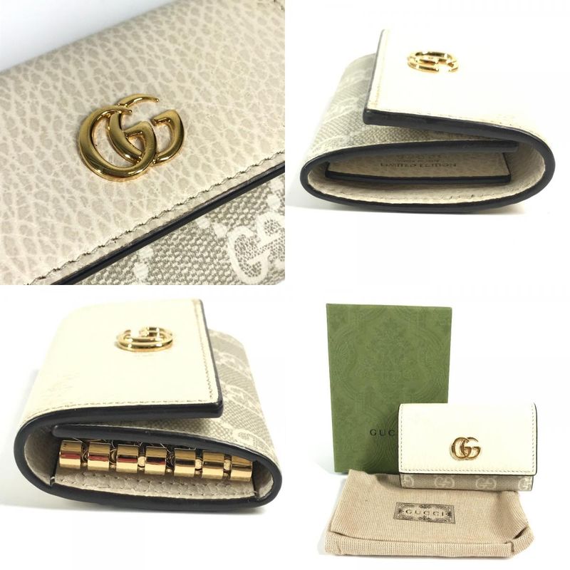 Gucci Key Case GG 456118 Pvc/leather Beige