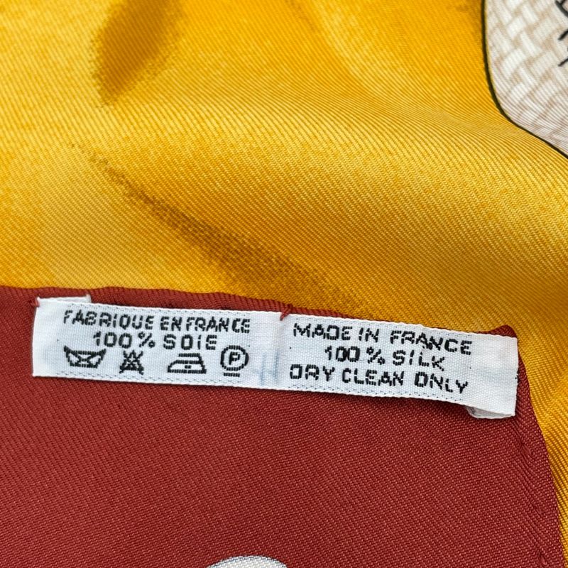 Hermes Carre 90 Brandebourgs Brandenburg Decor Scarf Silk Red And Yellow