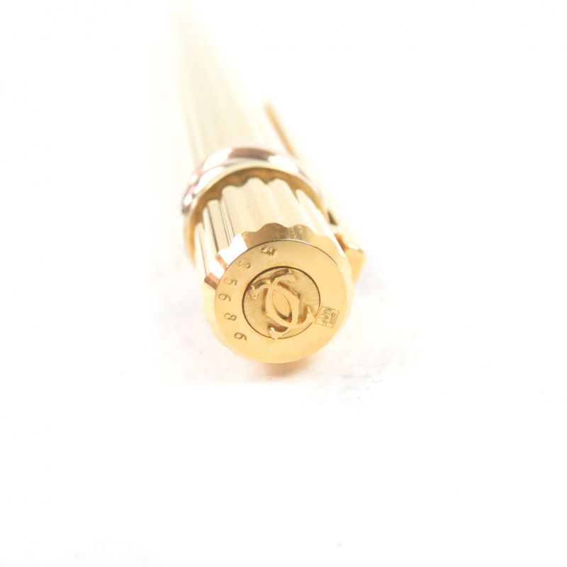 Cartier Trinity Ballpoint Pen With Logo Engraving Twist Closure Blue Ink Gold