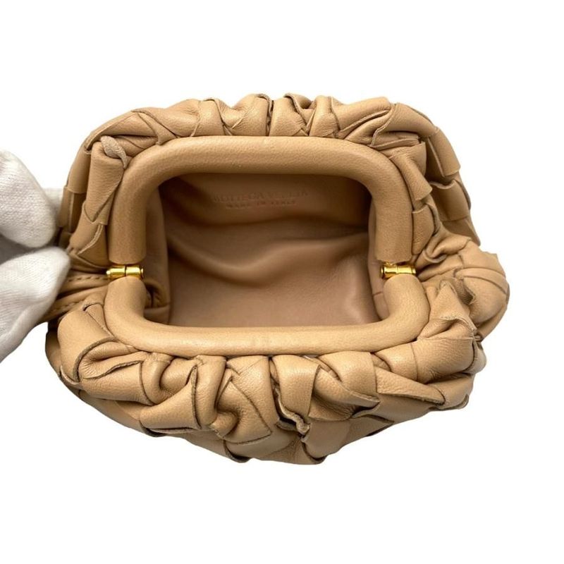 Bottega Veneta the Pouch Small Clutch Bag Shoulder Bag Beige Preowned Excellent