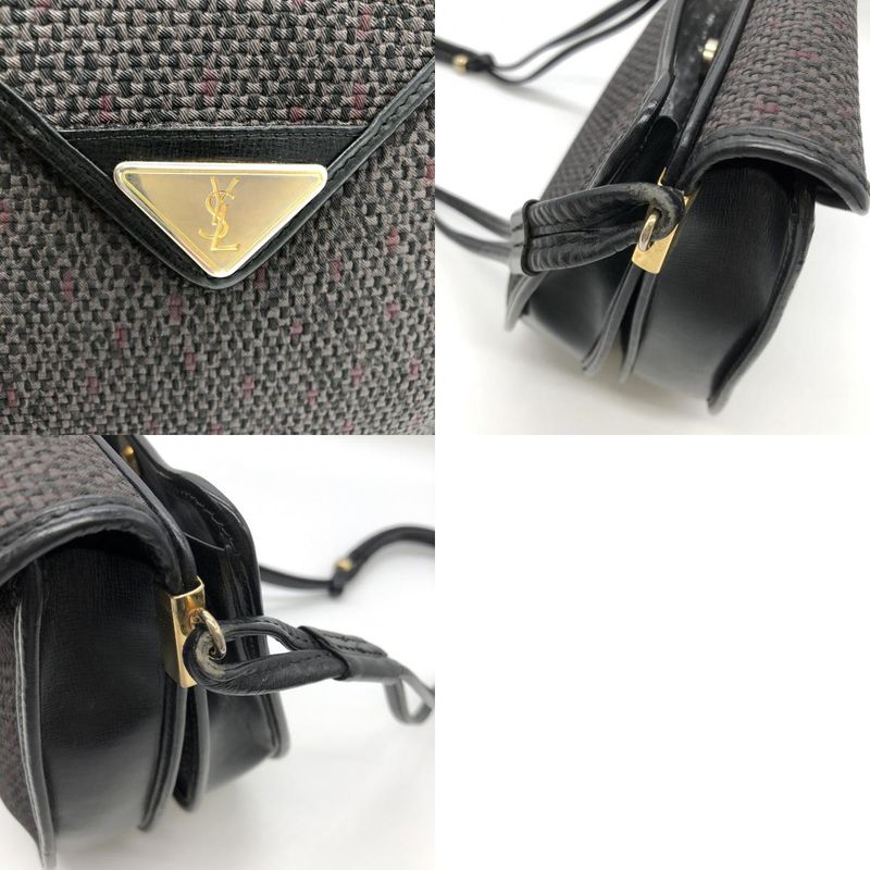 Saint Laurent Shoulder Bag Vintage Gray Pvc×leather Women Men