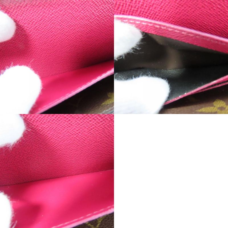 Louis Vuitton Portefeuille Clemence M60742 Monogram Fuchsia Brown Gold Hardware