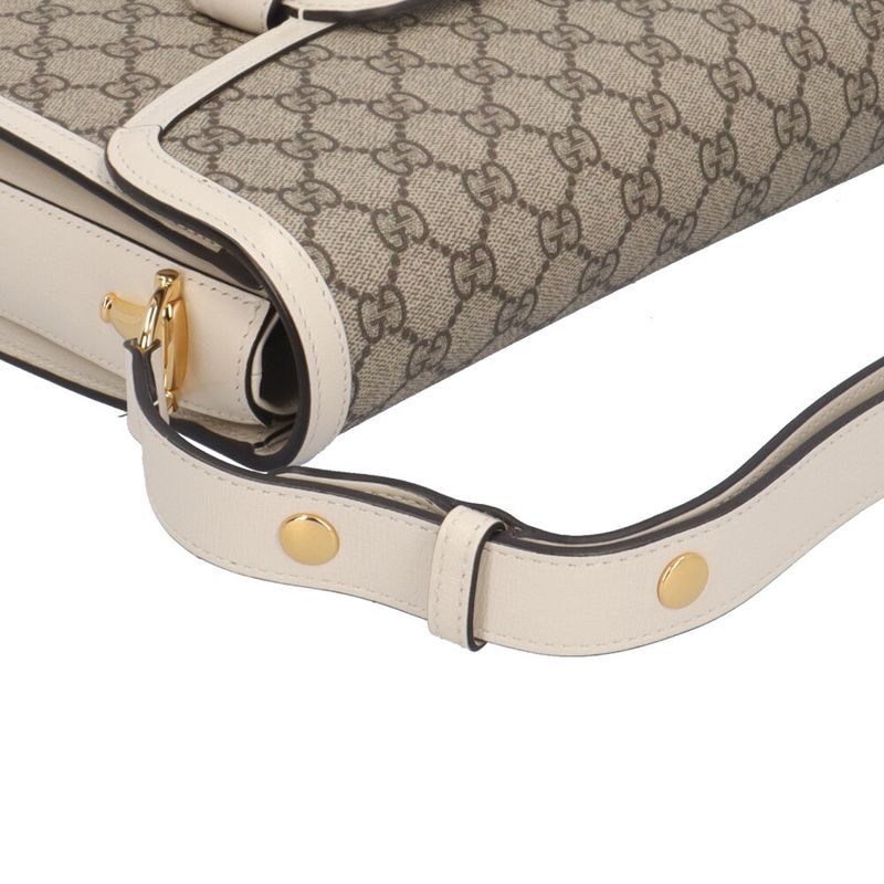 Gucci Medium Horsebit 1955 Shoulder Bag GG Supreme Canvas 602204 Beige Ladies