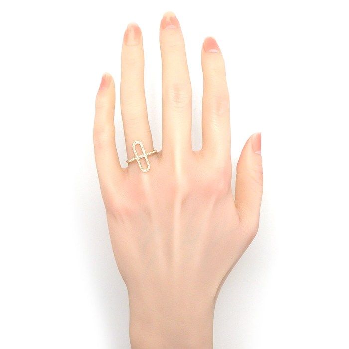 Hermes Ring Ever Chaine d'Ancre PM Half Eternity With Diamonds Total 025ct 18K