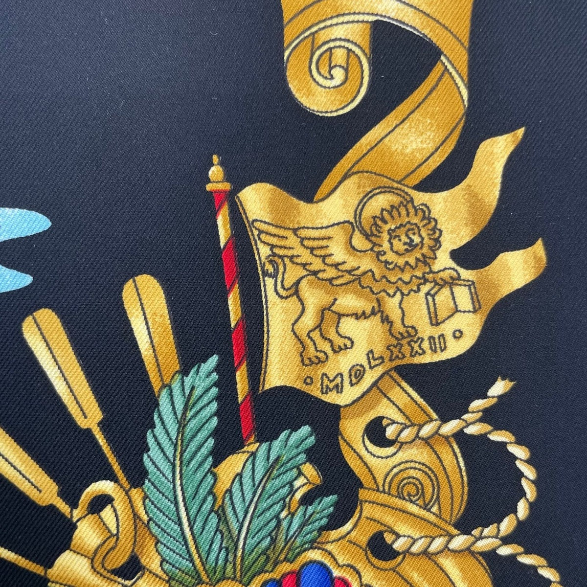 Hermes Scarf Silk Carre 90 Voiles de Lumiere Sailing Ship Of Light Black — view 8