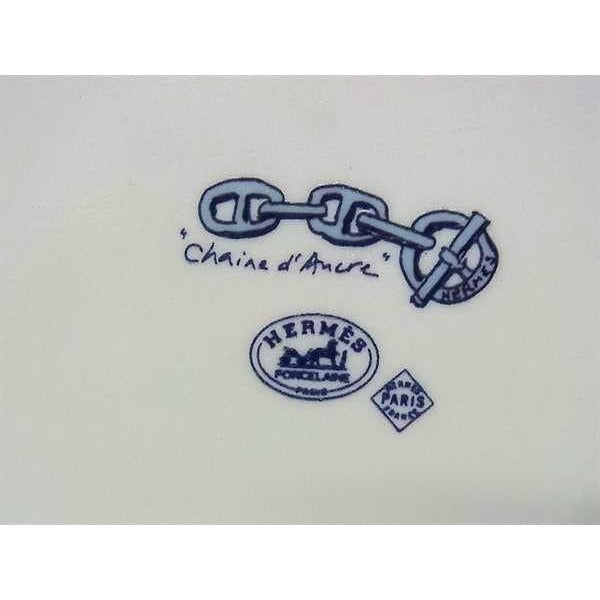 Hermes Chaine D'ancre Square Plate Dish Tableware White and Blue — view 3