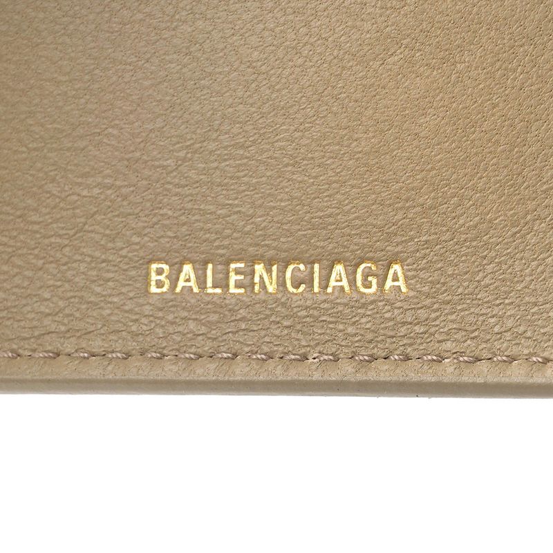Balenciaga Tri-fold Wallet In Signature Taupe