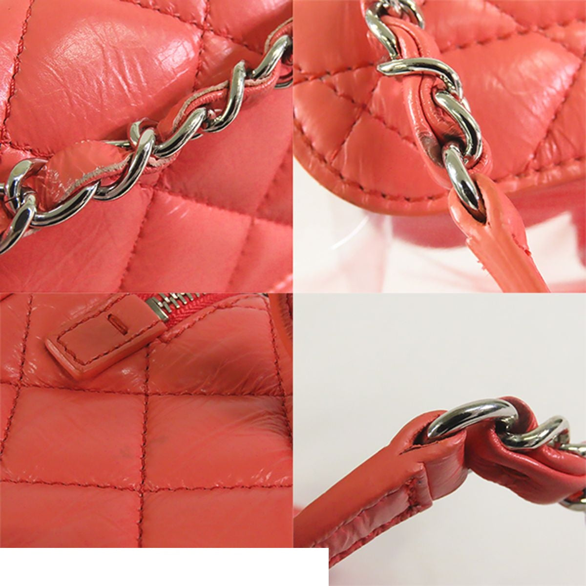 Chanel Clear Backpack Pink Silver Leather Vinyl 25 Vanity — view 8