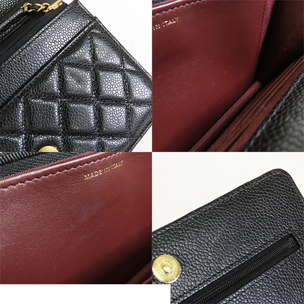 Chanel Chain Wallet Black Gold Caviar Leather Shoulder Bag — view 8
