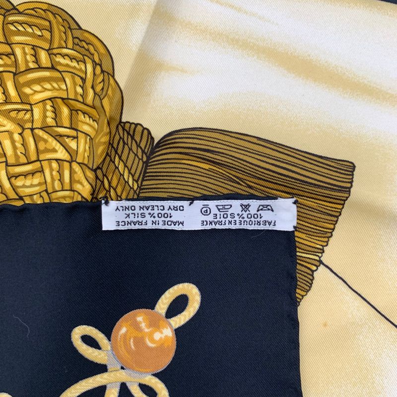 Hermes Carre 90 Scarf Silk Scarf Brandebourgs Brandenburg Black And Gold