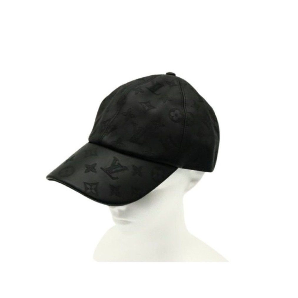 Louis Vuitton Cap Monogram Shadow Black Leather Hat