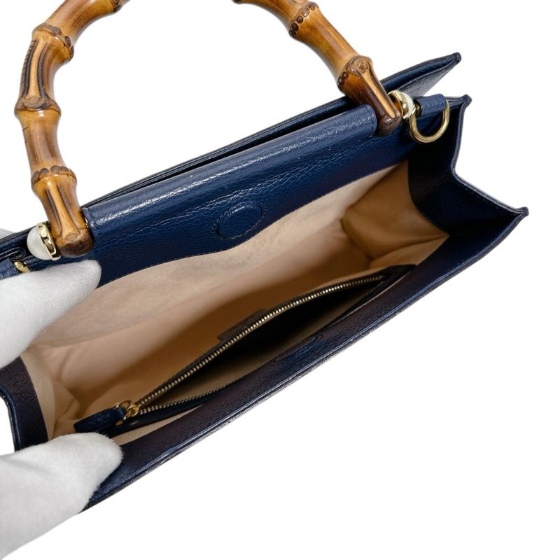 Gucci 470271 Leather Bamboo 2-way Handbag Gucci Blue