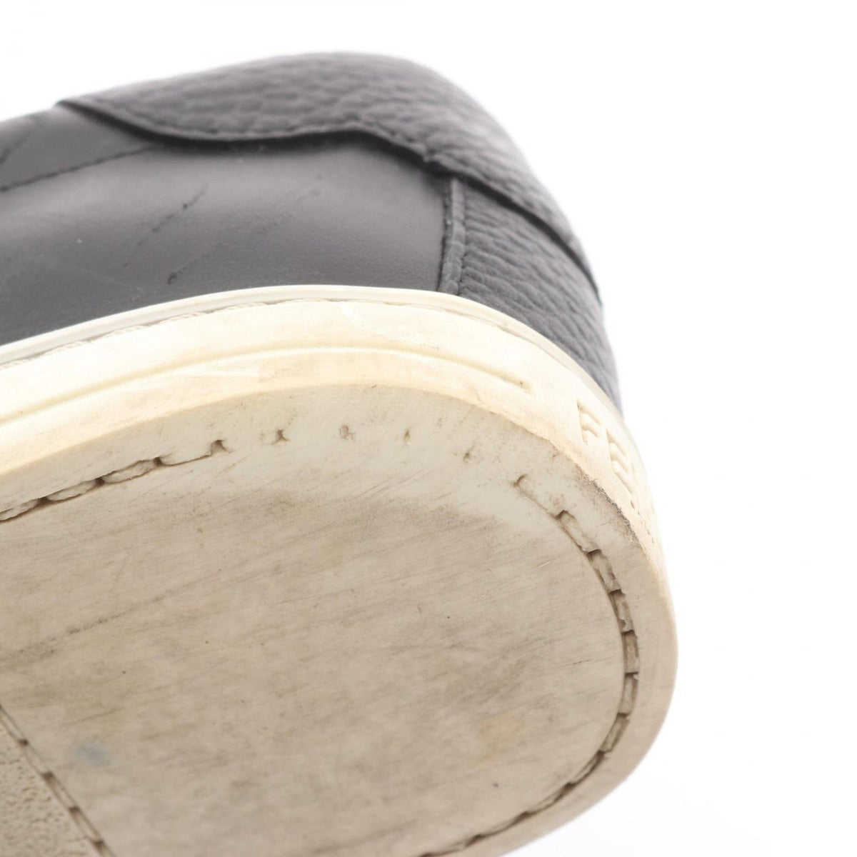 Fendi Slip Ons FF Logo Black Leather Fabric Knit Stretch Sneakers — view 10