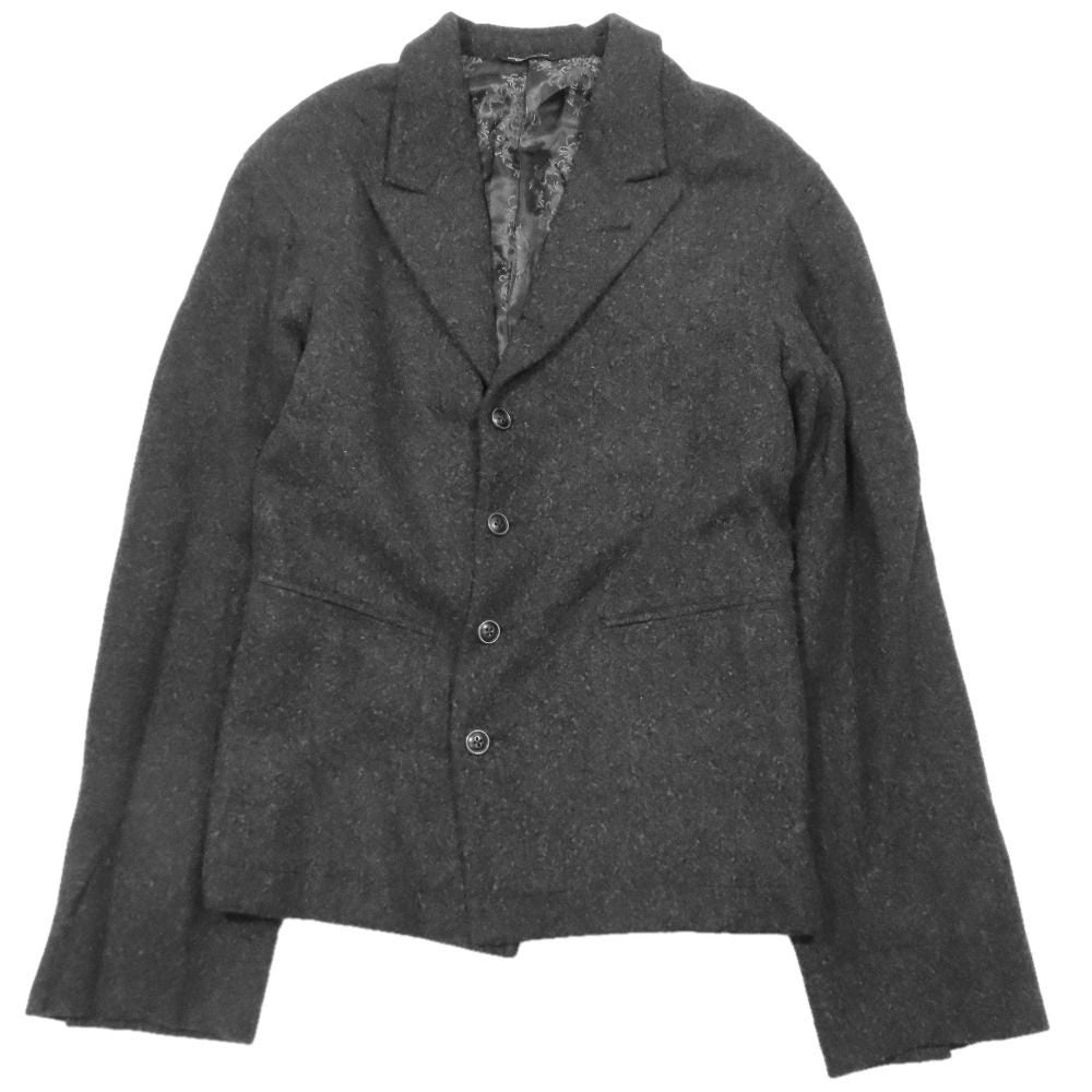 Dolce & Gabbana Wool Tailored Jacket Black Leather Unlined 48 Charcoal Gray