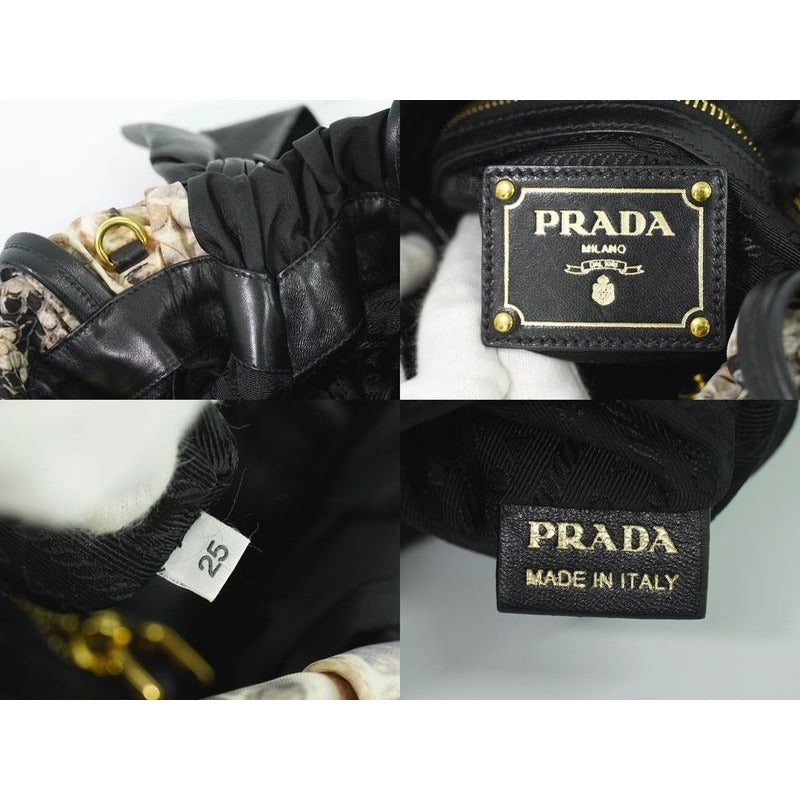 Prada Python Pattern 2-Way Shoulder Bag Handbag Pochette Nylon Black — view 9