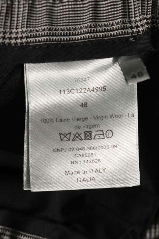 Dior 21SS 113c122a4995 Hem Zip Drawcord Check Long Pants Men's 48