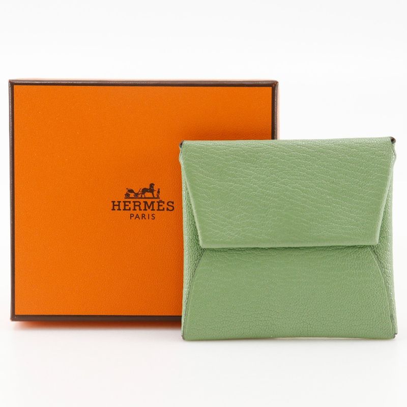 Hermes Bastia Chevre Green B Ladies Coin Case