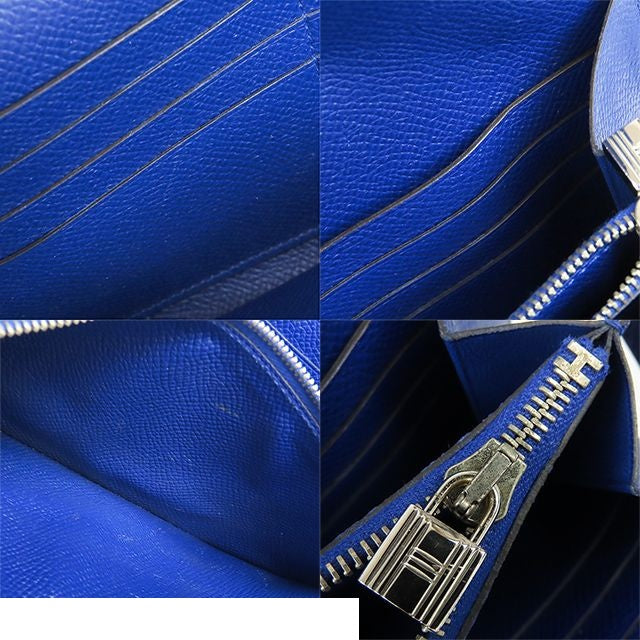 Hermes Kelly Wallet Long Blue Electric Silver Epsom — view 8
