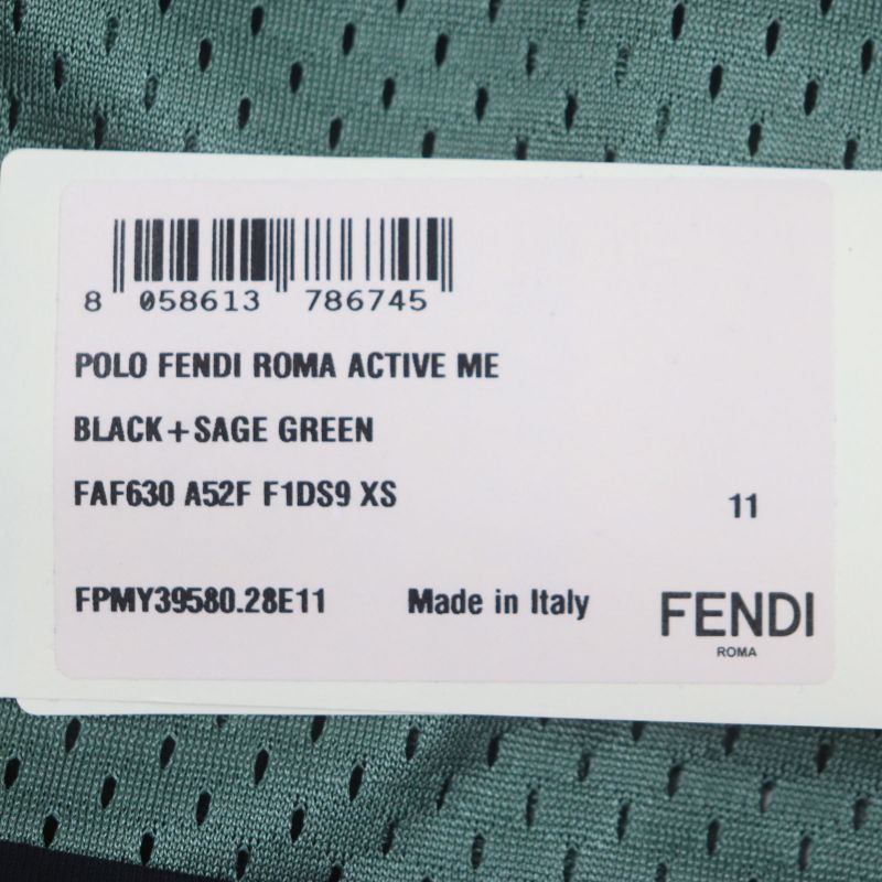 Fendi 2020 Faf630 Striped Logo Embroidery Mesh Short Sleeve Polo Shirt Green