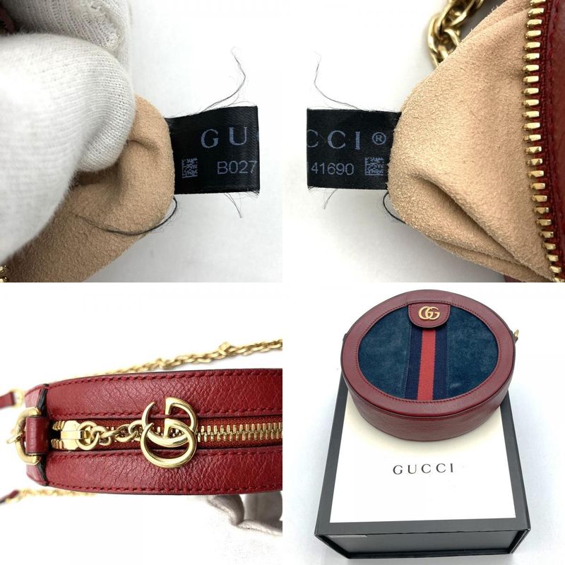 Gucci GG Marmont Sherry Line Mini Round Ophidia 550618 Shoulder Bag Suede/leathe