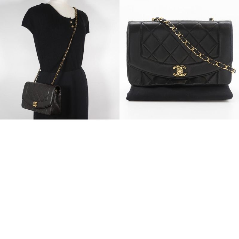 Chanel Diana 22 Chain Shoulder Matelasse A01164 Lambskin Black Ladies Shoulder