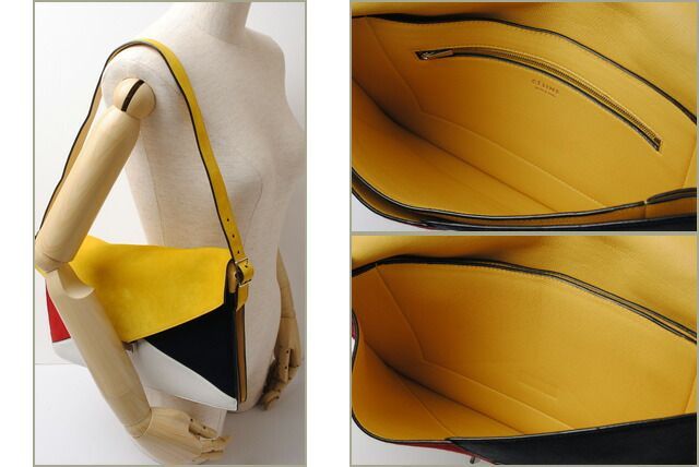 Celine Shoulder Bag Clutch Bag 2way Celine 171953 Yellow With Strap